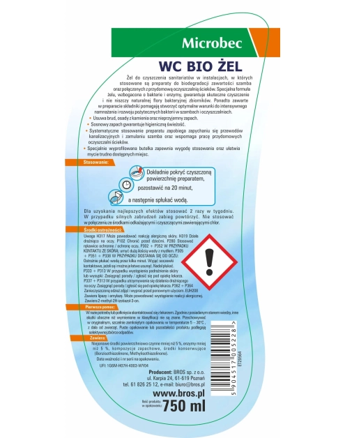 Zdjęcie: Microbec WC Bio Żel 750 ml BROS