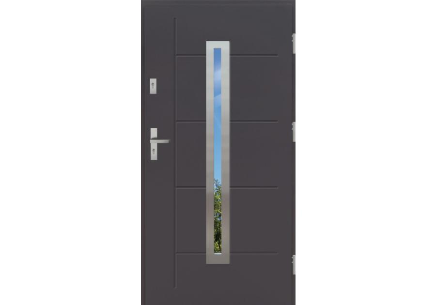 Zdjęcie: Drzwi zewnętrzne stalowo-drewniane Disting Nicolo 02 Antracyt 90 cm prawe KR CENTER