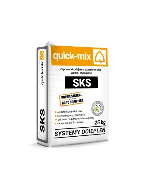 Zdjęcie: Zaprawa do klejenia, szpachlowania wełny i styropianu biała 25 kg QUICK-MIX