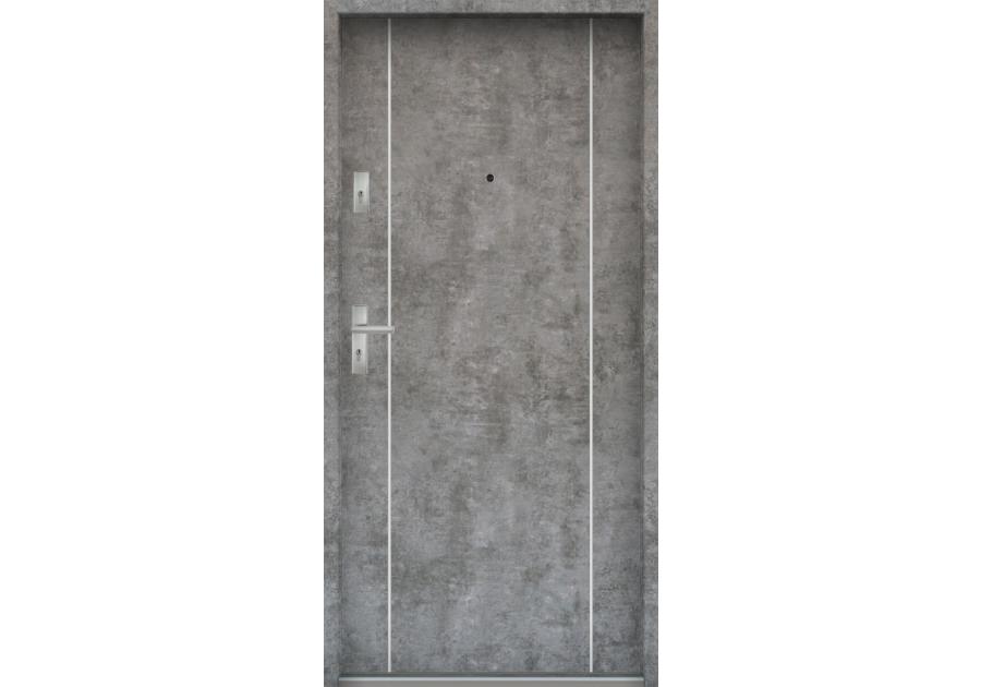 Zdjęcie: Drzwi wejściowe do mieszkań Bastion A-34 Beton srebrny 80 cm (NW) prawe ODR KR CENTER