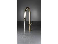 Zdjęcie: Bateria kuchenna z wyciąganą wylewką - 2 rodzaje strumienia Olfato złoto szczotkowane DEANTE