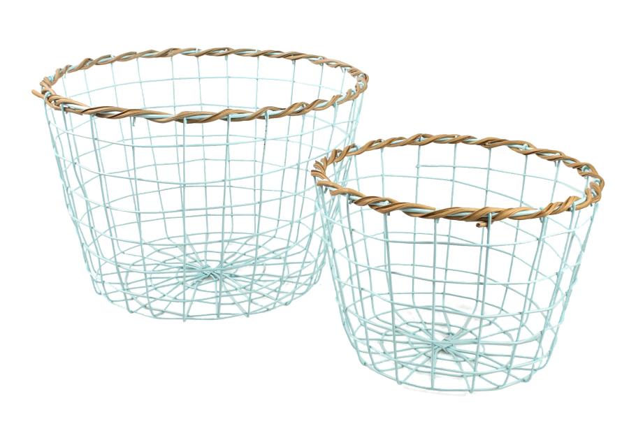 Zdjęcie: Komplet koszy drucianych okrągłych 2 szt. turkusowych TIN TOURS