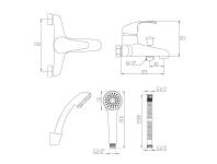 Zdjęcie: Bateria wannowa z zestawem natryskowym Mitris chrom INVENA