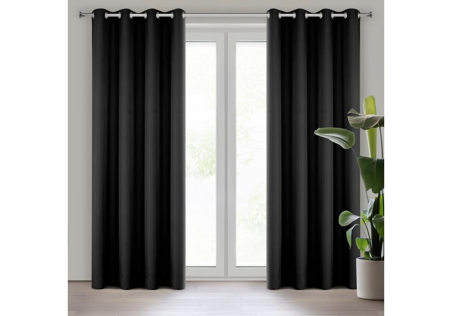 Zdjęcie: Zasłona gotowa Rita 140x250 cm czarny EUROFIRANY
