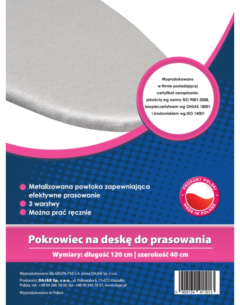 Zdjęcie: Pokrowiec na deskę do prasowania 40x120 cm teflonowy duży JOTTA