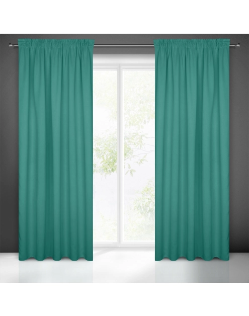 Zdjęcie: Zasłona gotowa Logan na taśmie 135x270 cm turkusowy EUROFIRANY