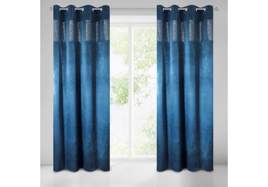 Zdjęcie: Zasłona Gala 140x250 cm granatowa na przelotkach EUROFIRANY