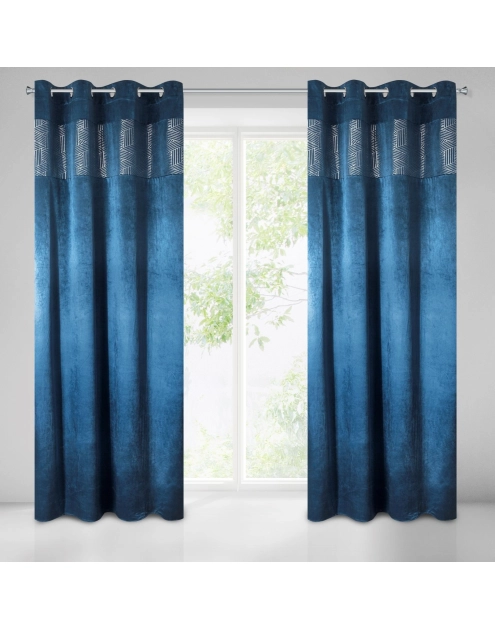 Zdjęcie: Zasłona Gala 140x250 cm granatowa na przelotkach EUROFIRANY