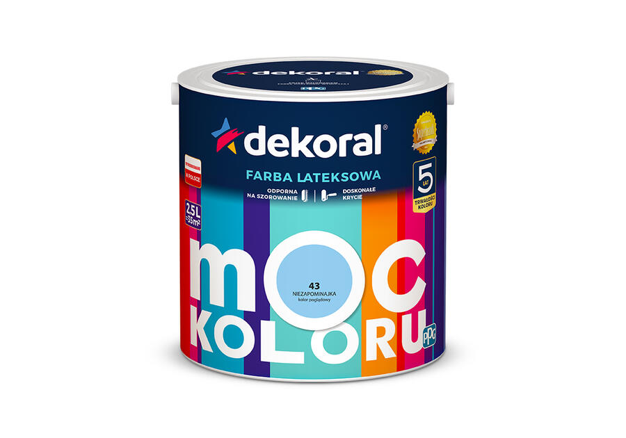 Zdjęcie: Farba lateksowa Moc Koloru niezapominajka 2,5 L DEKORAL
