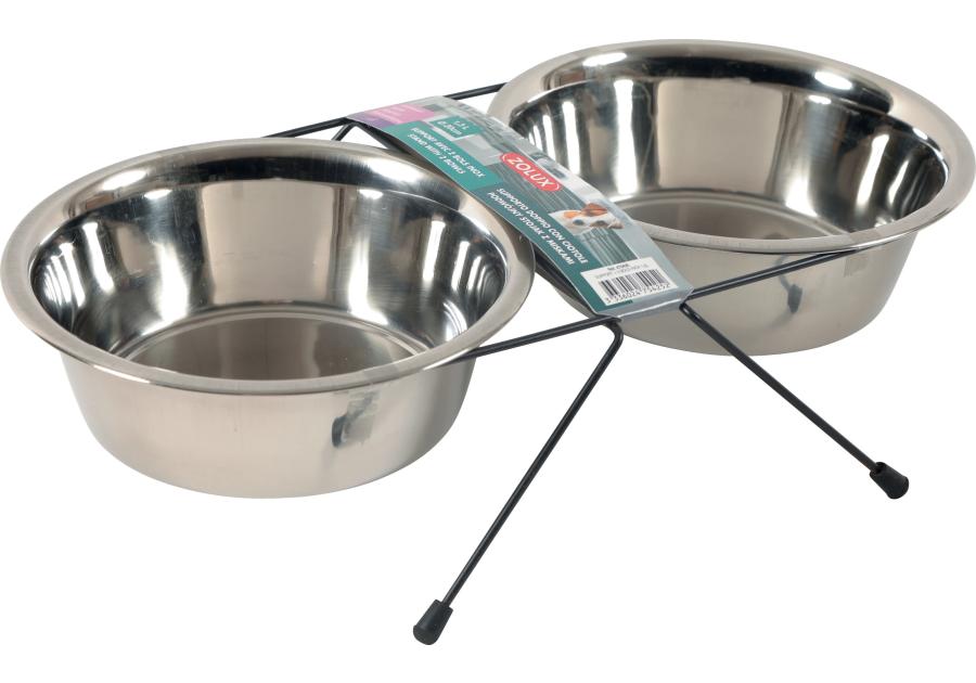 Zdjęcie: Miski dla psa na stojaku metalowym Inox 2 sztuki 1,3 L ZOLUX