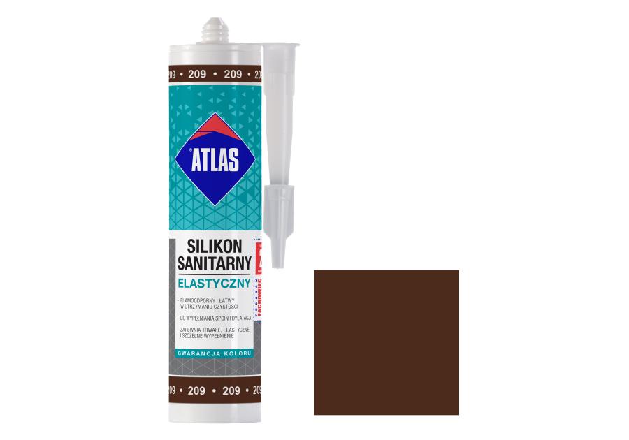 Zdjęcie: Silikon sanitarny elastyczny 209 kasztanowy 280 ml ATLAS