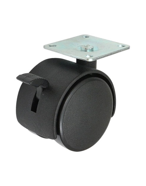 Zdjęcie: Kółko meblowe 50 mm, 40 kg, płyta mocująca z hamulcem METRO