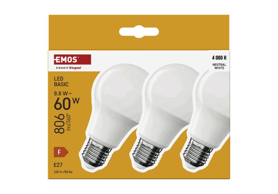 Zdjęcie: Żarówka LED Basic 8,8 W neutralna biel - 3 szt. EMOS