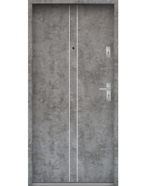 Zdjęcie: Drzwi wejściowe do mieszkań Bastion A-38 Beton srebrny 90 cm lewe ODR KR CENTER