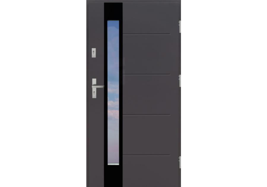 Zdjęcie: Drzwi zewnętrzne stalowo-drewniane Disting Liberto 13B Antracyt 90 cm prawe KR CENTER