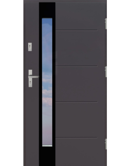 Zdjęcie: Drzwi zewnętrzne stalowo-drewniane Disting Liberto 13B Antracyt 90 cm prawe KR CENTER