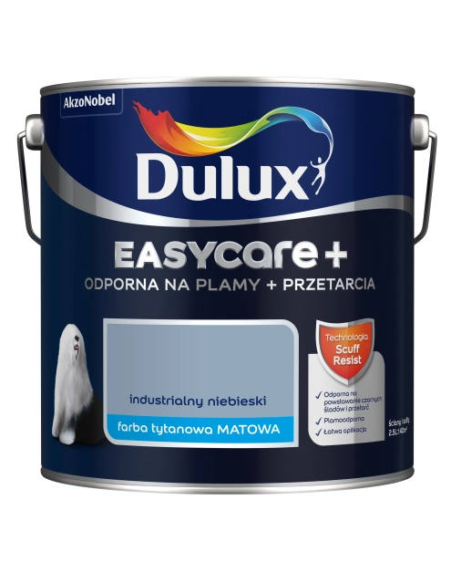 Zdjęcie: Farba lateksowa EasyCare+ Industrialny Niebieski 2,5 L DULUX