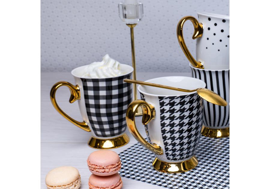 Zdjęcie: Kubek porcelanowy Diana Gold 300 ml kratka AMBITION