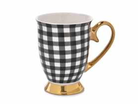 Kubek porcelanowy Diana Gold 300 ml kratka AMBITION
