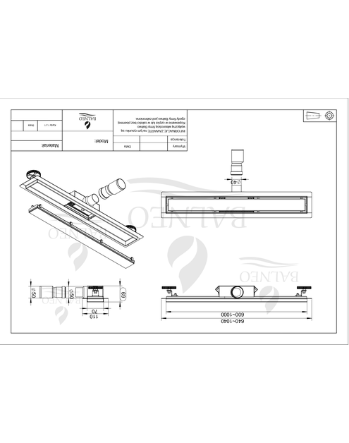 Zdjęcie: Odpływ liniowy szklany Double Dark G-Drain - Next - 60 cm BALNEO