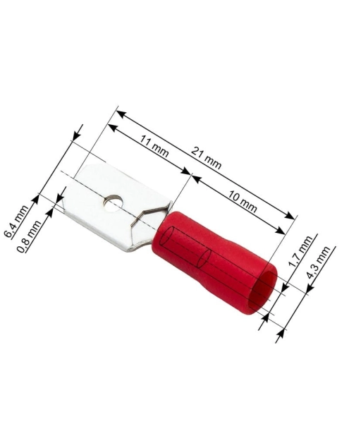 Zdjęcie: Konektor izolowany płaski męski 6,3/0,8 czerwony/43-032# 5 szt. VAYOX