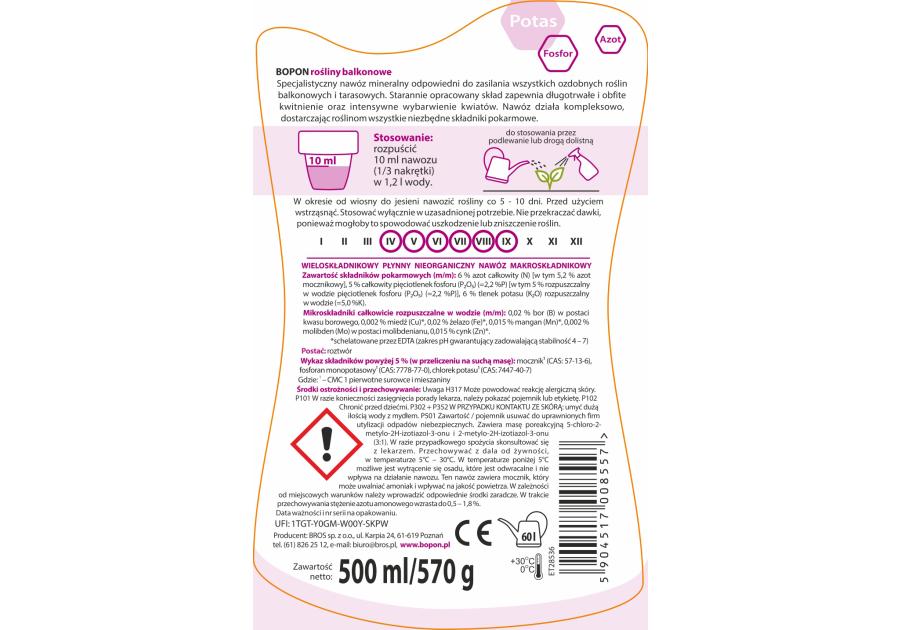 Zdjęcie: Nawóz do roślin balkonowych 0,5 L BOPON