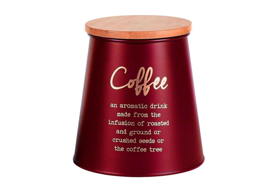 Zdjęcie: Puszka stożkowa z pokrywą bambusową 10,5x14x10,5 cm czerwona dekoracja Coffee ALTOMDESIGN