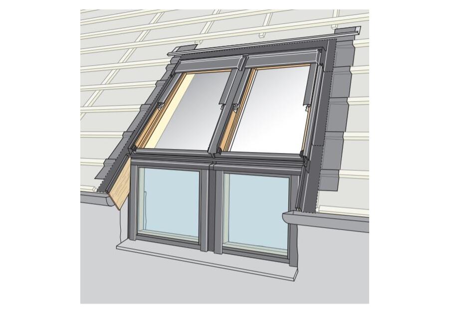 Zdjęcie: Kołnierz do okien kolankowych EFS 0022E płaski dwa zestawy obok siebie, 134x98 cm VELUX