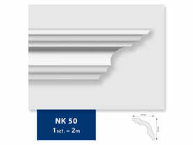 Listwa sufitowa z polistyrenu NK 50, 2 sztuki 200x5x5 cm biały DMS