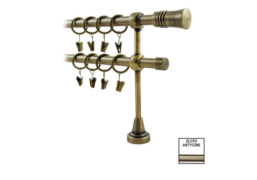 Zdjęcie: Karnisz podwójny Hefajstos Plus 16 mm - 240 cm cylinder złoto KARWEL