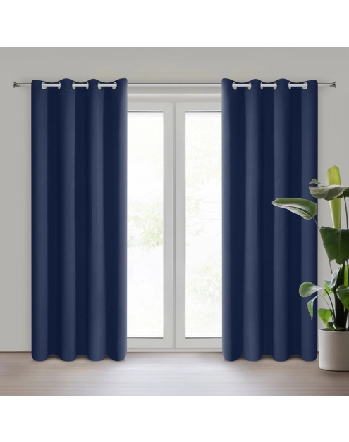 Zdjęcie: Zasłona gotowa Logan 135x250 cm granatowy EUROFIRANY