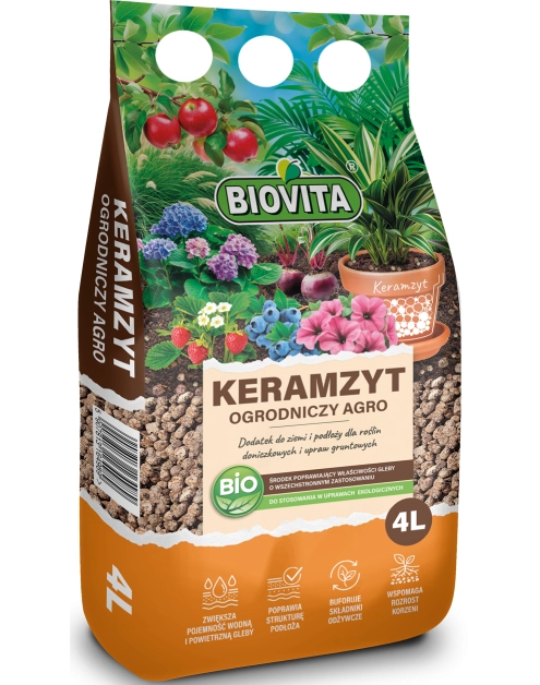 Zdjęcie: Keramzyt ogrodniczy Agro 4 L 8-16 mm BIOVITA