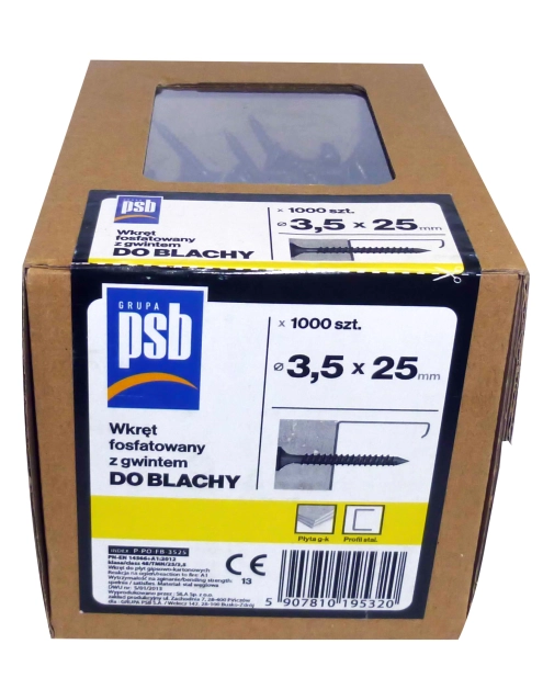 Zdjęcie: Wkręt fosfatowany do blachy 3,5x25 mm  - 1000 szt. SILA