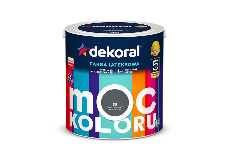 Zdjęcie: Farba lateksowa Moc Koloru ciemny popielaty 2,5 L DEKORAL