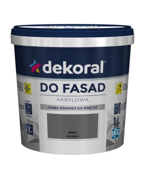 Zdjęcie: Farba fasadowa grafit 1 L Polinit DEKORAL