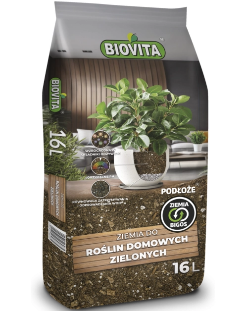 Zdjęcie: Ziemia Bigos do roślin domowych zielonych 16 L BIOVITA
