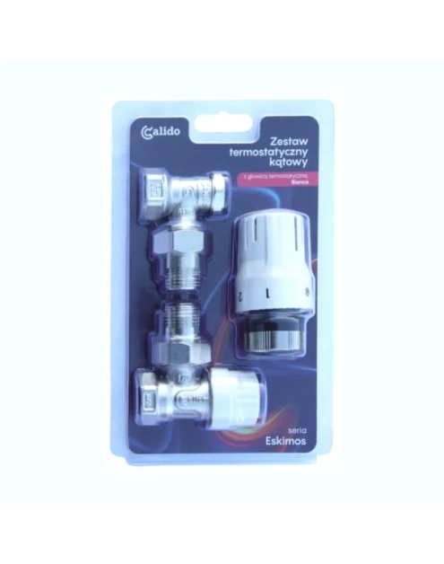 Zdjęcie: Zestaw grzejnikowy termostatyczny kątowy 1/2" , głowica termostatyczna Bianca CALIDO