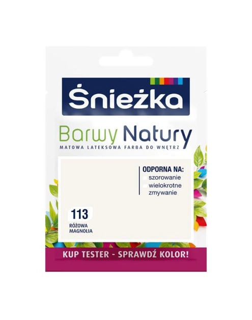 Zdjęcie: Tester koloru Barwy Natury różowa magnolia 113 25 ml ŚNIEŻKA