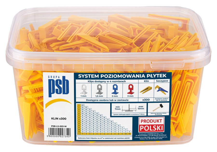 Zdjęcie: System do poziomowania płytek kliny żółte 300 szt. PSB