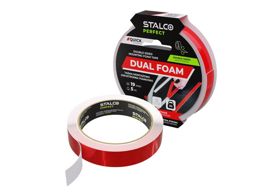 Zdjęcie: Taśma montażowa dwustronna, piankowa 19 mm x 5 m STALCO PERFECT