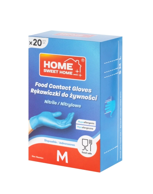 Zdjęcie: Rękawice nitrylowe Food Contact 20 sztuk, rozmiar M HOME SWEET HOME