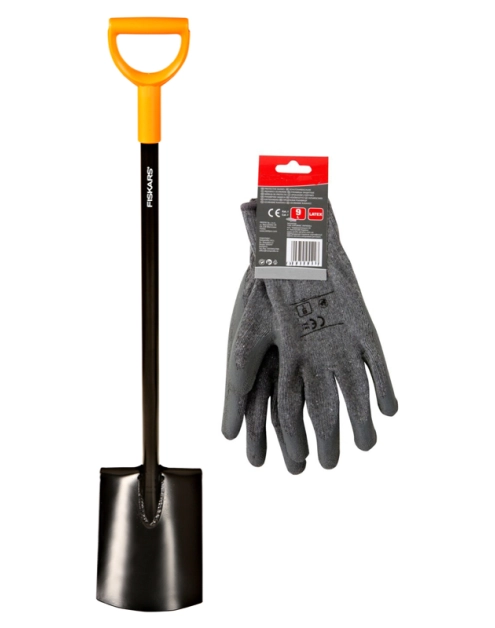 Zdjęcie: Szpadel prosty Solid + rękawice męskie rozmiar 10 FISKARS