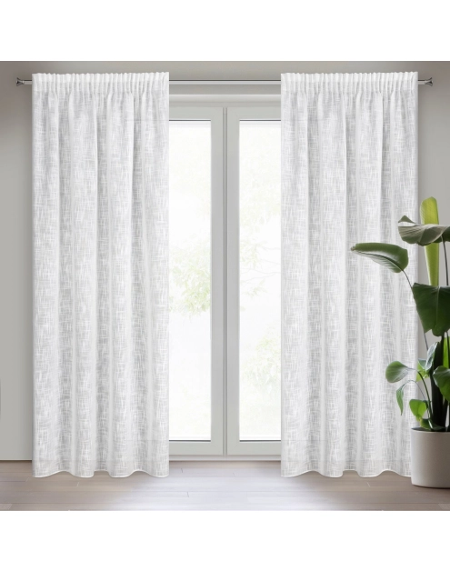 Zdjęcie: Zasłona gotowa Liren na taśmie 140 x 270 cm biały EUROFIRANY