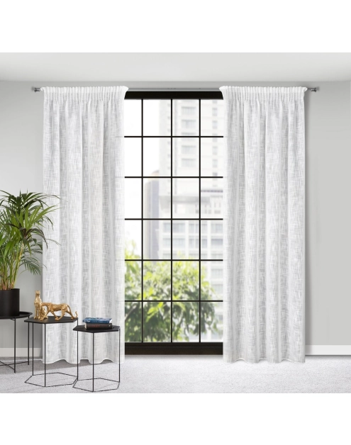 Zdjęcie: Zasłona gotowa Liren na taśmie 140 x 270 cm biały EUROFIRANY