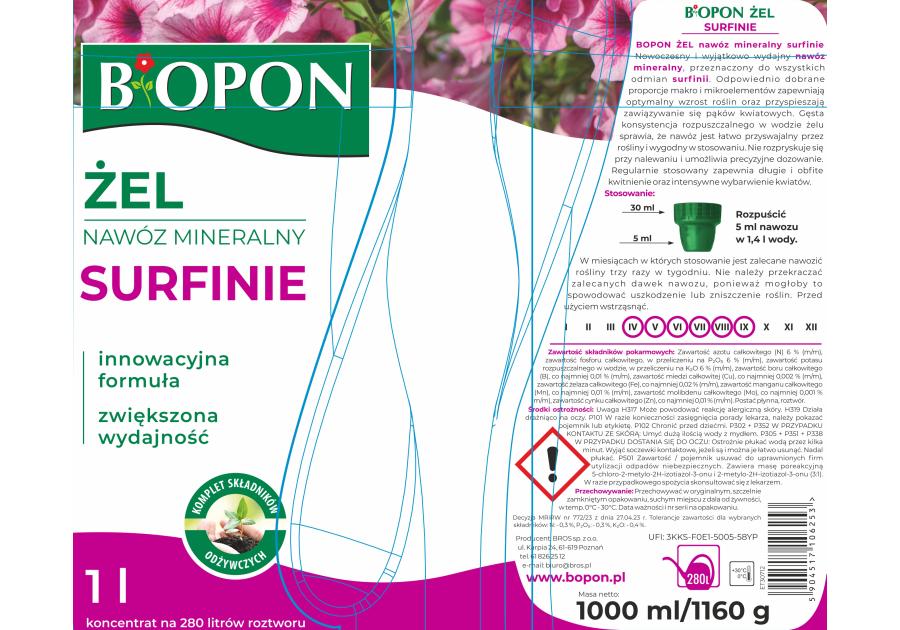 Zdjęcie: Żel nawóz mineralny do surfinii 1 L BOPON