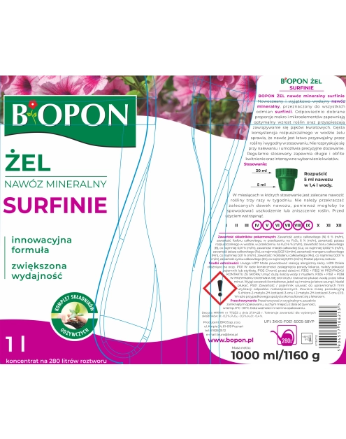 Zdjęcie: Żel nawóz mineralny do surfinii 1 L BOPON