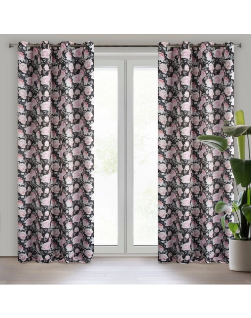 Zdjęcie: Zasłona gotowa Bellis 135x250 cm czarny EUROFIRANY