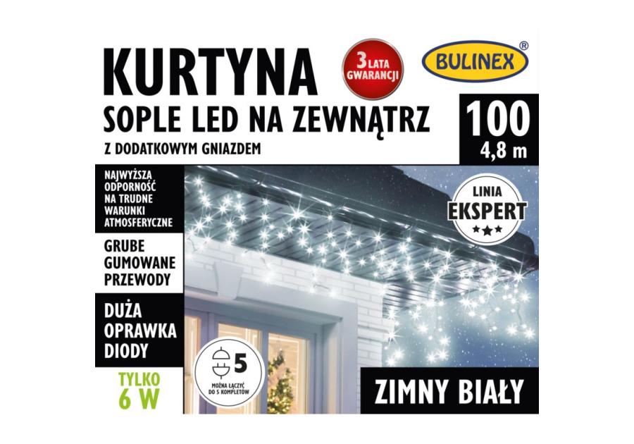 Zdjęcie: Kurtyna LED sople 100 szt. 5 m biały zimny BULINEX