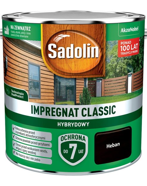 Zdjęcie: Impregnat Classic Hybrydowy heban 2,5 L SADOLIN