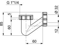 Zdjęcie: Syfon bidetowy V 1 1/4x32 mm bez spustu TYCNER